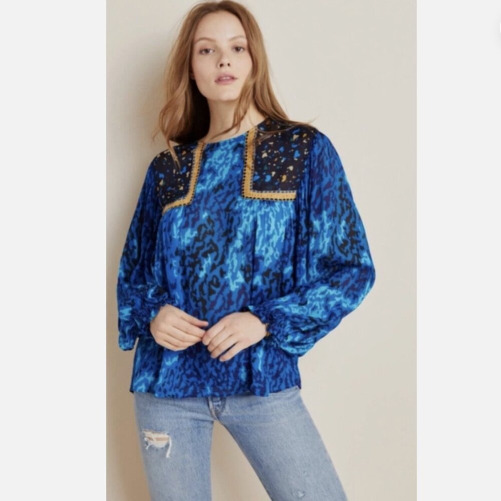 NWT ANTHROPOLOGIE Bl-nk Miranda Peasant (Bestselling) Blouse